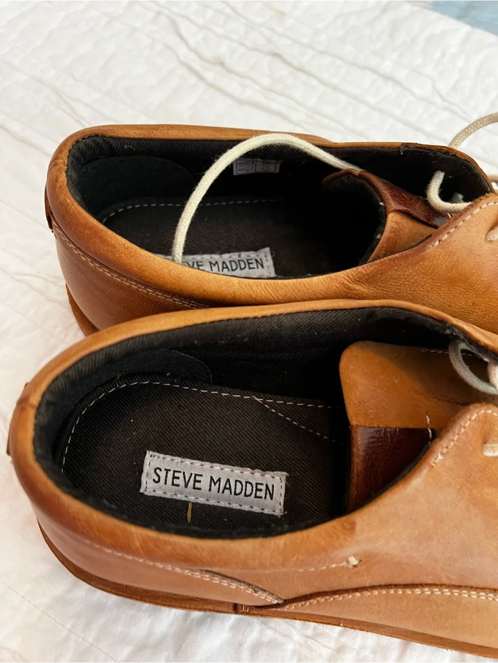 NEW Steve Madden Harpoon Men's Oxford Tan Leather Lace Up Shoes Size 11.5